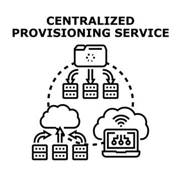 Centralized provisioning service for cloud data management Stock Illustration