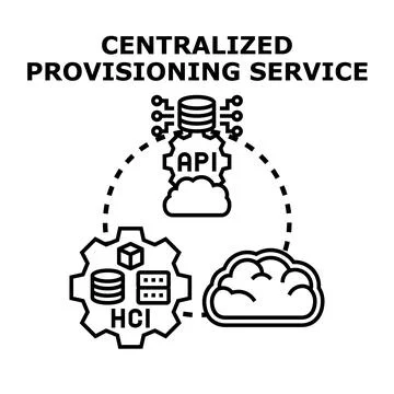 Centralized provisioning service connecting cloud and hci infrastructure Stock Illustration