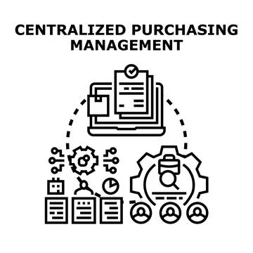Centralized purchasing management optimizing business processes and strategy Illustration