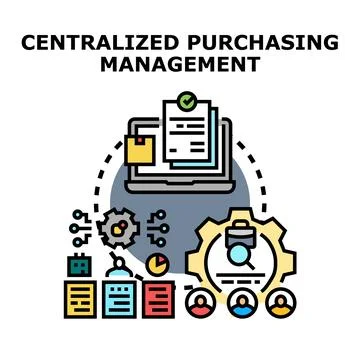 Centralized purchasing management optimizing business processes and strategy Stock Illustration