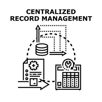 Centralized record management system concept illustrating data organization Stock Illustration