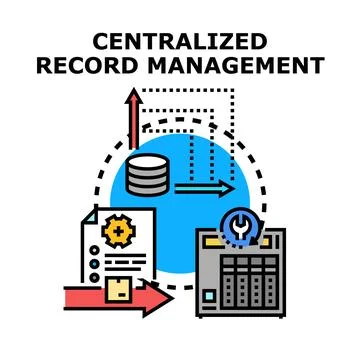 Centralized record management system concept illustrating data organization Stock Illustration