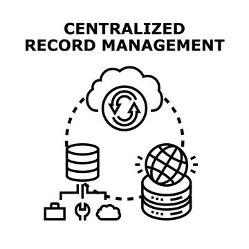 Centralized record management system concept illustration Stock Illustration