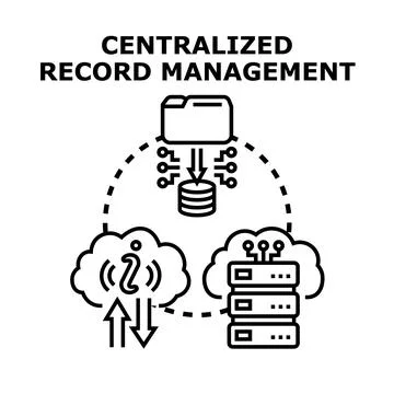 Centralized record management system connecting cloud data イラスト素材