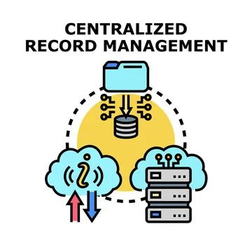 Centralized record management system connecting cloud data Illustrazione stock