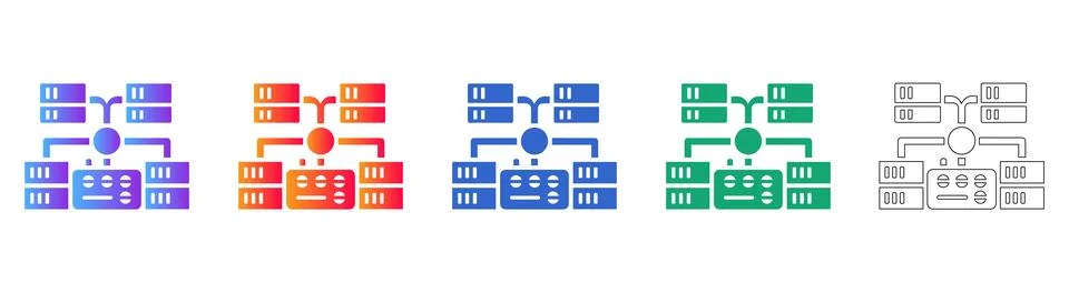 Centralized Server Hub and Network Icons イラスト素材