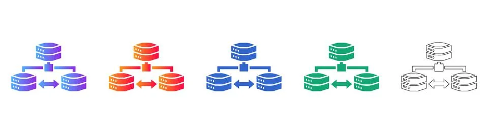Centralized Server Infrastructure Icons Illustrazione stock
