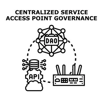 Centralized service access point governance network diagram Stock Illustration
