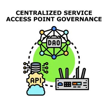 Centralized service access point governance network diagram Stock Illustration