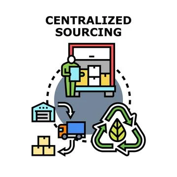 Centralized sourcing logistic process with recycling concept Stock Illustration