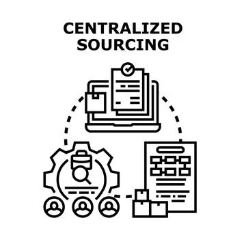 Centralized sourcing strategy planning for business management system Illustrazione stock
