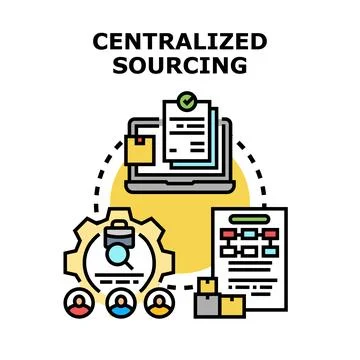 Centralized sourcing strategy planning for business management system Stock Illustration