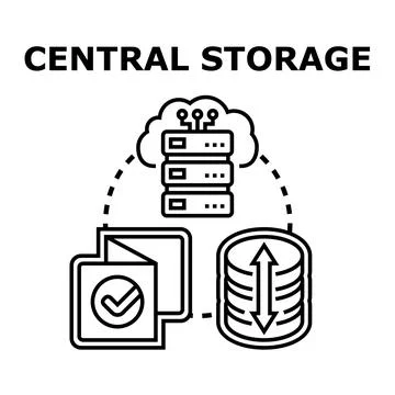 Centralized storage system managing digital data and information Stock Illustration
