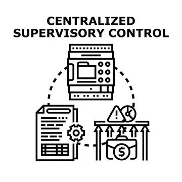 Centralized supervisory control system managing business processes Stock Illustration