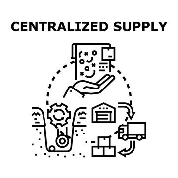 Centralized supply management optimizing logistics process chain 스톡 일러스트