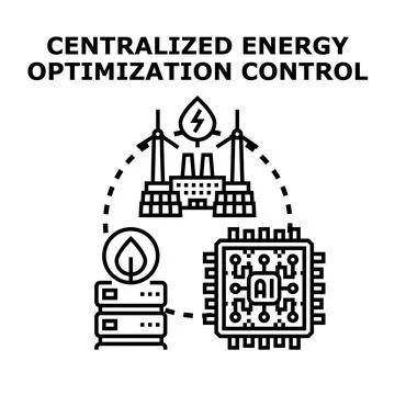 Centralized system optimizing energy production and consumption Stock-Illustration