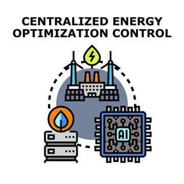 Centralized system optimizing energy production and consumption Stock-Illustration