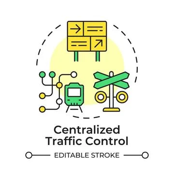 Centralized traffic control flat linear concept icon Stock Illustration