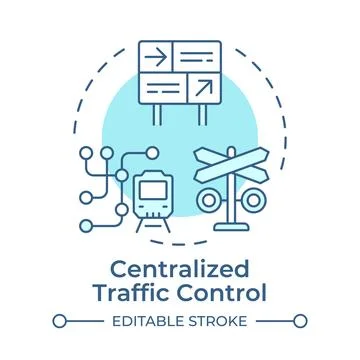 Centralized traffic control monochrome blue concept icon Stock Illustration