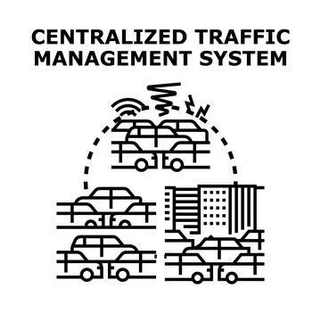 Centralized traffic management system controlling city flow Stock Illustration