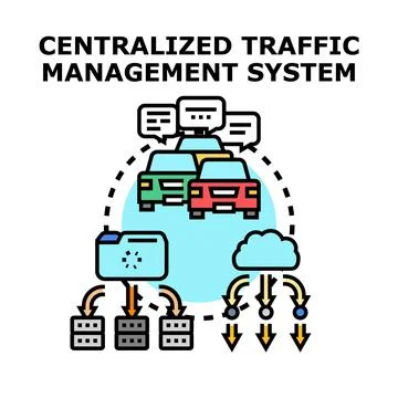Centralized traffic management system optimizing urban mobility flow Stock Illustration