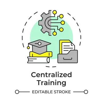 Centralized training multi color concept icon Illustrazione stock