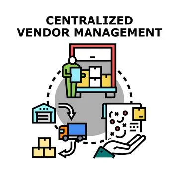 Centralized vendor management system optimizing supply chain Stock Illustration