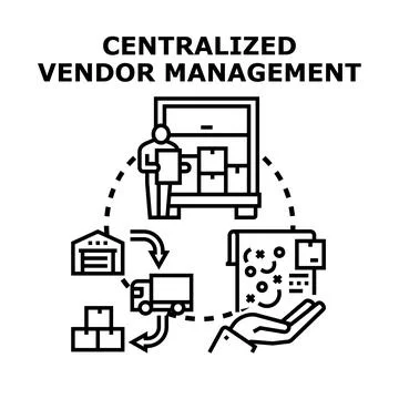 Centralized vendor management system optimizing supply chain Stock Illustration