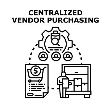 Centralized vendor purchasing process management icon Stock Illustration
