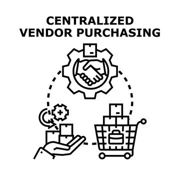 Centralized vendor purchasing system business operation Stock Illustration