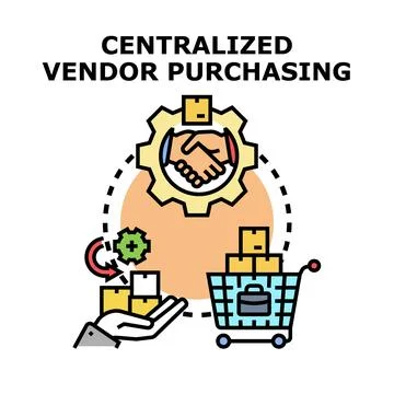 Centralized vendor purchasing system business operation Stock Illustration