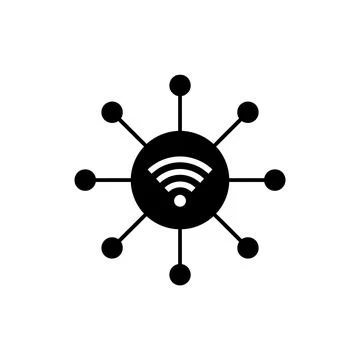 Centralized Wireless Network Hub Connectivity Icon Stock Illustration
