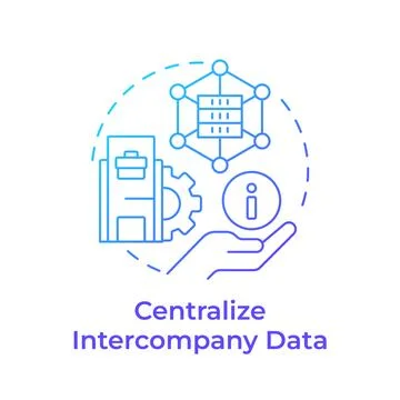 Centralizing intercompany data blue gradient concept icon Stock Illustration