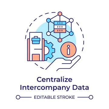 Centralizing intercompany data multi color concept icon Stock Illustration