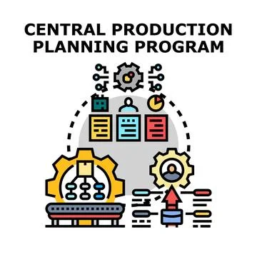 Centralizing production planning program for process management Stock Illustration