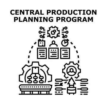 Centralizing production planning program for process management Stock Illustration