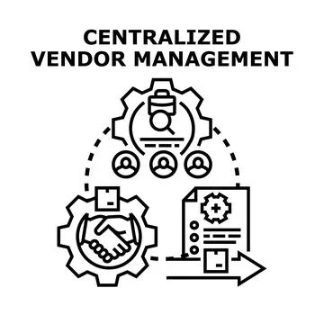 Centralizing vendor management system process controlling business Stock Illustration