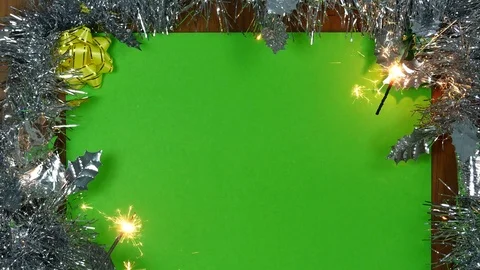 Centrally positioned burning sparkler floating in the air on green screen, Stock Footage 83112571