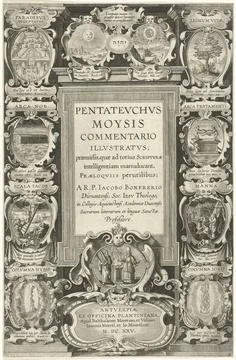 . Centrally a rectangular framework containing the title of the book. Arou... Stock Photos