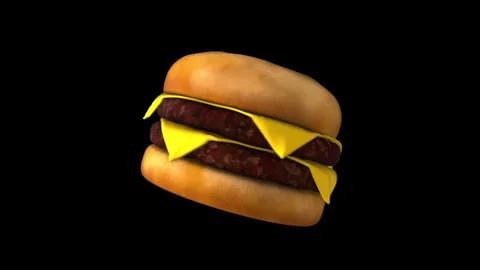 Centrally Spinning 3D Rendered Cheese Burger. Video stock 333800315