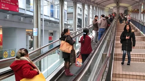 Central–Mid-Levels Escalator Stock Footage 203762945