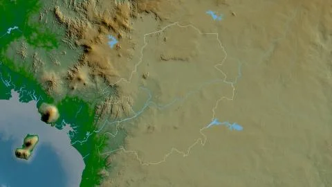 Centre, Cameroon. Colored shader data with lakes and rivers Stockillustratie