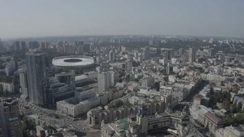 Centre City. General plan of the city. Skyscrapers. Summer. Ukraine. Stock Footage 200990817