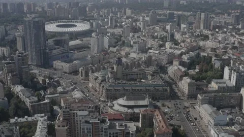 Centre City. General plan of the city. Skyscrapers. Summer. Ukraine. Stock Footage 201014723