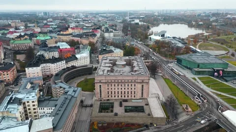 Centre of Helsinki, drone video 스톡 동영상 256699534