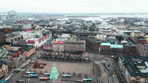 Centre of Helsinki, drone video Stock Footage 256700614