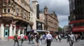 Centre London Cinema Shopping Street Leicester Square Rush Hour London People HD Footage
