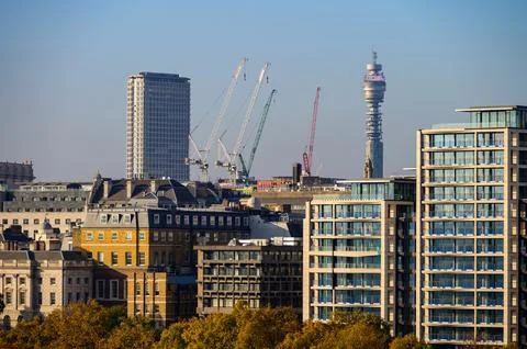Centre Point and Post Office Tower: Iconic London Landmarks Stock Photos