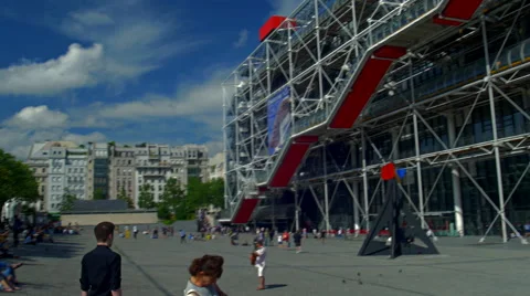 Centre Pompidou pan sunshine Stock Footage 41463969