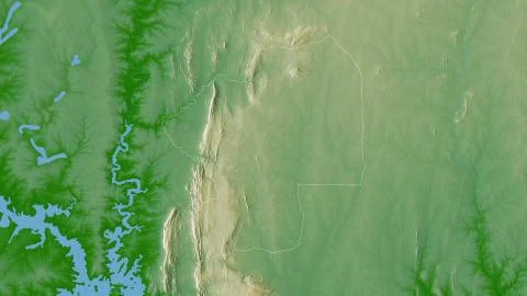 Centre, Togo. Colored shader data with lakes and rivers Stockillustratie